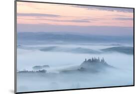 Podere Belvedere and mist at sunrise, San Quirico d'Orcia, Val d'Orcia, Tuscany, Italy-Ed Hasler-Mounted Photographic Print