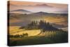 Podere Belvedere, San Quirico D'Orcia, Tuscany, Italy. Sunrise over the Farmhouse and the Hills.-ClickAlps-Stretched Canvas