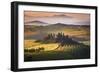 Podere Belvedere, San Quirico D'Orcia, Tuscany, Italy. Sunrise over the Farmhouse and the Hills.-ClickAlps-Framed Photographic Print