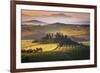 Podere Belvedere, San Quirico D'Orcia, Tuscany, Italy. Sunrise over the Farmhouse and the Hills.-ClickAlps-Framed Photographic Print