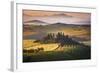 Podere Belvedere, San Quirico D'Orcia, Tuscany, Italy. Sunrise over the Farmhouse and the Hills.-ClickAlps-Framed Photographic Print