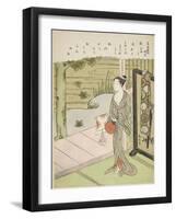 Poem by Fujiwara No Toshiyuki, from an Untitled Series of Thirty-Six Immortal Poets, C.1767-68-Suzuki Harunobu-Framed Giclee Print