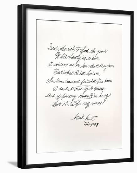 Poem by the Outlaw and Poet Black Bart-null-Framed Giclee Print