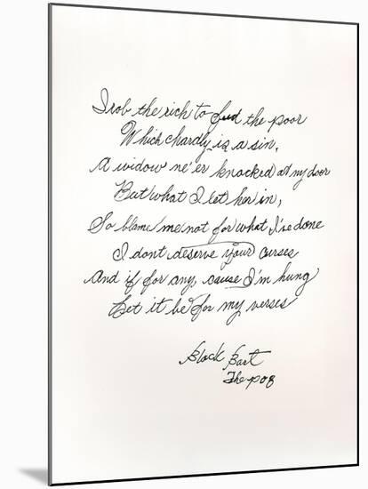 Poem by the Outlaw and Poet Black Bart-null-Mounted Giclee Print