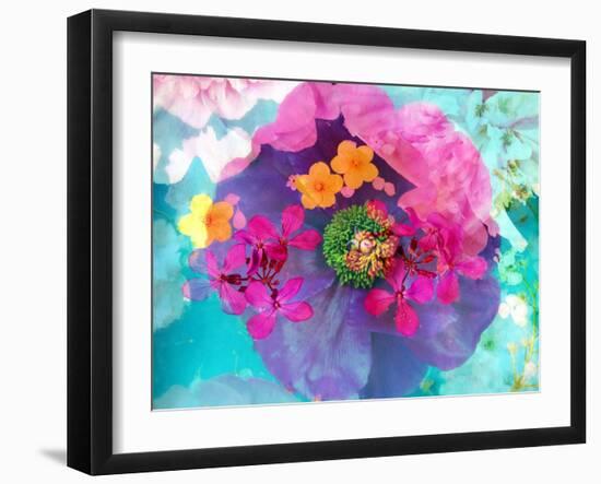 Poeny Blossom in Water with Other Flaowers-Alaya Gadeh-Framed Photographic Print