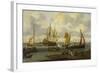 Poeple Walking at the Banks of the River Ij with Ships, 1693-Abraham Storck-Framed Giclee Print