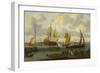 Poeple Walking at the Banks of the River Ij with Ships, 1693-Abraham Storck-Framed Giclee Print