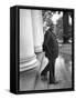 Poet and Vice President of Hartford Accident and Indemnity Co, Wallace Stevens Standing on Steps-Walter Sanders-Framed Stretched Canvas