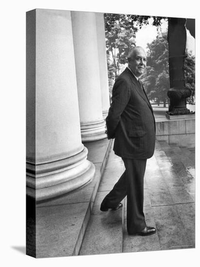 Poet and Vice President of Hartford Accident and Indemnity Co, Wallace Stevens Standing on Steps-Walter Sanders-Stretched Canvas