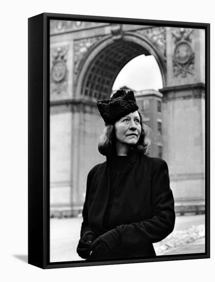 Poet Edna St. Vincent Millay Standing Outdoors in Washington Square Park-Alfred Eisenstaedt-Framed Stretched Canvas