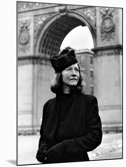 Poet Edna St. Vincent Millay Standing Outdoors in Washington Square Park-Alfred Eisenstaedt-Mounted Premium Photographic Print