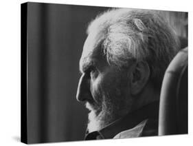 Poet Ezra Pound, 95, Relaxing in Wing Chair in Apt-David Lees-Stretched Canvas