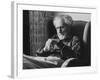 Poet Ezra Pound, 95, Relaxing in Wing Chair in Apt-David Lees-Framed Premium Photographic Print