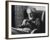 Poet Ezra Pound, 95, Relaxing in Wing Chair in Apt-David Lees-Framed Premium Photographic Print