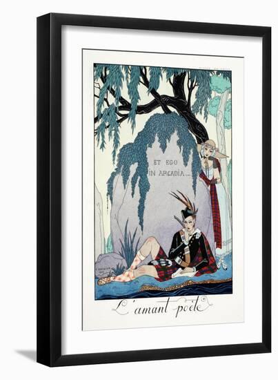 Poet Lover, from 'Falbalas and Fanfreluches, Almanach des Modes Présentes, Passées et Futures',…-Georges Barbier-Framed Premium Giclee Print