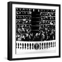 Poet Robert Frost Reading a Poem at the Inaugural Ceremony for President John F. Kennedy-null-Framed Photographic Print