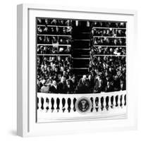Poet Robert Frost Reading a Poem at the Inaugural Ceremony for President John F. Kennedy-null-Framed Photographic Print