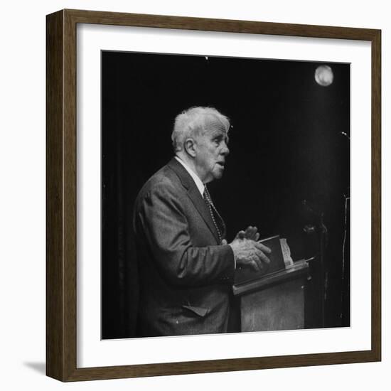 Poet Robert Frost Reading His Poetry-null-Framed Premium Photographic Print