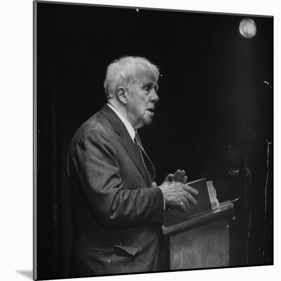 Poet Robert Frost Reading His Poetry-null-Mounted Premium Photographic Print