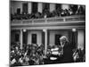 Poet Robert Frost Reciting His Own Poetry to Students and Faculty at Amherst-null-Mounted Premium Photographic Print