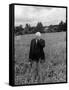 Poet Robert Frost Standing in Oxford Field with His Hand over His Face-Howard Sochurek-Framed Stretched Canvas