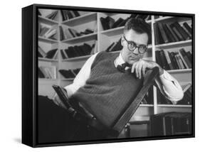 Poet Robert Lowell in His Study at Home-Alfred Eisenstaedt-Framed Stretched Canvas