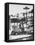 Poet Rod McKuen Swinging from Sign Which is Title of One His Songs, Stanyan Street-Ralph Crane-Framed Stretched Canvas