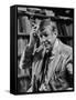 Poet, W. H. Auden, Sitting in Library at Home-Harry Redl-Framed Stretched Canvas