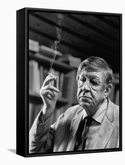 Poet Wystan H. Auden, Sitting in His Workshop at His House-Harry Redl-Framed Stretched Canvas
