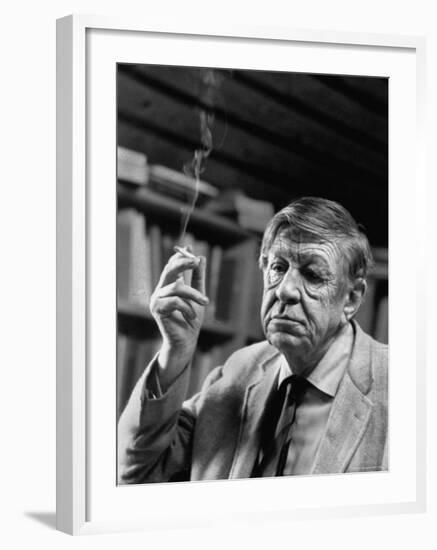 Poet Wystan H. Auden, Sitting in His Workshop at His House-Harry Redl-Framed Premium Photographic Print