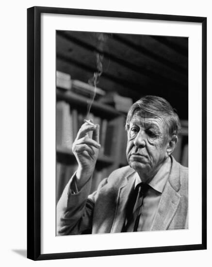 Poet Wystan H. Auden, Sitting in His Workshop at His House-Harry Redl-Framed Premium Photographic Print