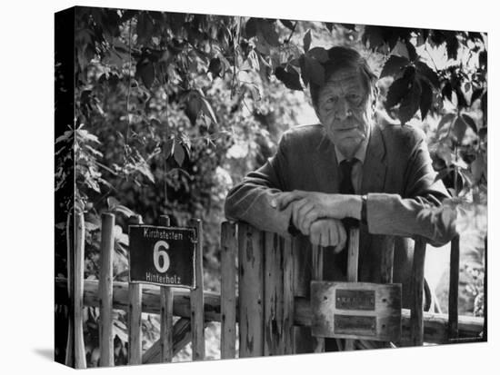 Poet, Wystan H. Auden, Standing Outside Gate of His Home-Harry Redl-Stretched Canvas