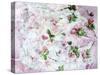 Poetic Photomontage of Pink Roses on Painted Ground with Textures of Floral Ornaments-Alaya Gadeh-Stretched Canvas
