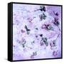 Poetic Photomontage of Pink Roses on Painted Ground with Textures of Floral Ornaments-Alaya Gadeh-Framed Stretched Canvas