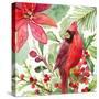 Poinsettia and Cardinal I-Lanie Loreth-Stretched Canvas