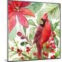 Poinsettia and Cardinal I-Lanie Loreth-Mounted Art Print