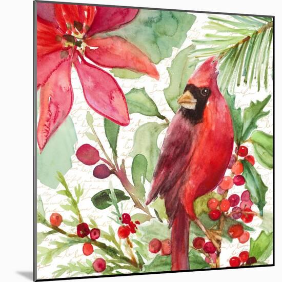 Poinsettia and Cardinal I-Lanie Loreth-Mounted Art Print