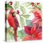 Poinsettia and Cardinal II-Lanie Loreth-Stretched Canvas