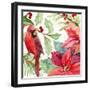 Poinsettia and Cardinal II-Lanie Loreth-Framed Art Print
