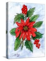Poinsettia and Holly-Nell Hill-Stretched Canvas