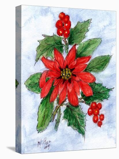 Poinsettia and Holly-Nell Hill-Stretched Canvas