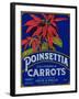 Poinsettia Carrot Label - Los Angeles, CA-Lantern Press-Framed Art Print