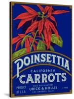 Poinsettia Carrot Label - Los Angeles, CA-Lantern Press-Stretched Canvas