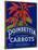 Poinsettia Carrot Label - Los Angeles, CA-Lantern Press-Stretched Canvas