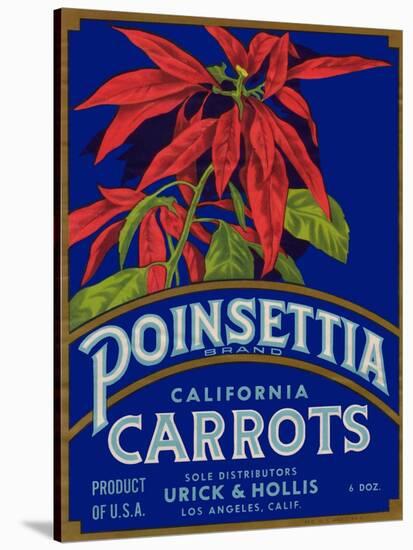 Poinsettia Carrot Label - Los Angeles, CA-Lantern Press-Stretched Canvas