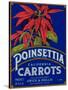 Poinsettia Carrot Label - Los Angeles, CA-Lantern Press-Stretched Canvas