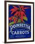 Poinsettia Carrot Label - Los Angeles, CA-Lantern Press-Framed Art Print