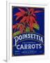 Poinsettia Carrot Label - Los Angeles, CA-Lantern Press-Framed Art Print