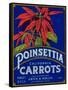 Poinsettia Carrot Label - Los Angeles, CA-Lantern Press-Framed Stretched Canvas