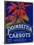 Poinsettia Carrot Label - Los Angeles, CA-Lantern Press-Stretched Canvas